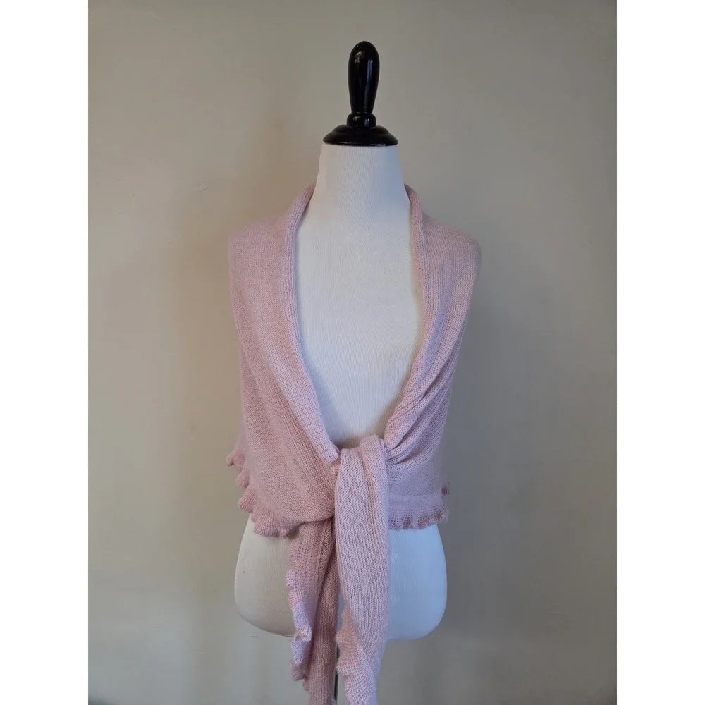 100% Baby‎ Alpaca Ruffled Scarf Wrap Baby Pink 80
